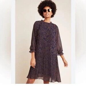 Anthropologie Dress Womens Medium 4 Vega Pleated Mini Lined Seen Worn Kept